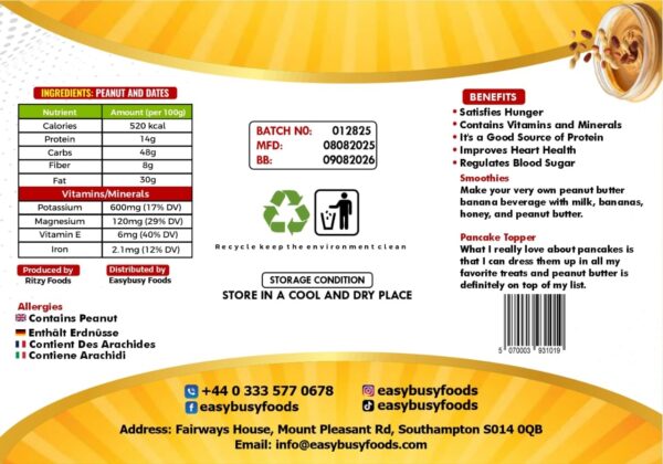 Easybusy Peanut Butter with Date 500g - Image 2